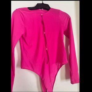 Barbie Hot Pink button down mesh bodysuit